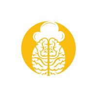 concept de conception de logo vectoriel chef intelligent. icône de cerveau et de chapeau de chef.