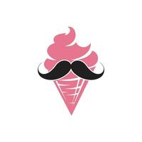 Monsieur la glace crème vecteur logo conception. la glace crème avec moustache icône logo conception.