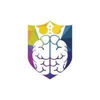 création de logo vectoriel roi intelligent. cerveau humain avec conception d'icône de couronne.