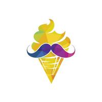 Monsieur la glace crème vecteur logo conception. la glace crème avec moustache icône logo conception.