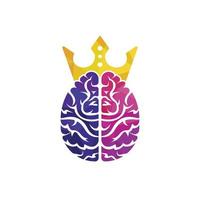 création de logo vectoriel roi intelligent. cerveau humain avec conception d'icône de couronne.