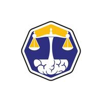 création de logo vectoriel de droit du cerveau. concept de logo de cabinet d'avocats intelligent.