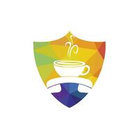 création de logo vectoriel d'appel de café. combiné et icône de tasse.