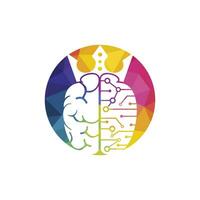 création de logo vectoriel roi intelligent. cerveau humain avec conception d'icône de couronne.