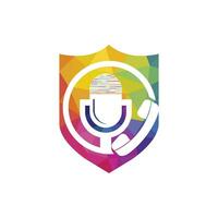 Podcast parler vecteur logo conception. appel logo conception combiné avec Podcast micro.