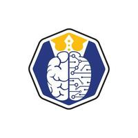 création de logo vectoriel roi intelligent. cerveau humain avec conception d'icône de couronne.