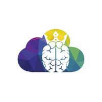 création de logo vectoriel roi intelligent. cerveau humain avec conception d'icône de couronne.