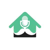modèle de conception de logo de podcast gentleman. icône de podcast de moustache. vecteur