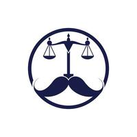 concept de conception de logo vectoriel droit fort. conception de vecteur d'icône d'échelle et de moustache.