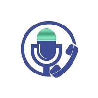 Podcast parler vecteur logo conception. appel logo conception combiné avec Podcast micro.