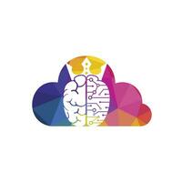 création de logo vectoriel roi intelligent. cerveau humain avec conception d'icône de couronne.