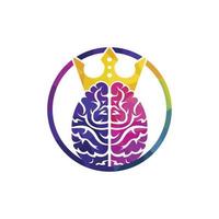 création de logo vectoriel roi intelligent. cerveau humain avec conception d'icône de couronne.