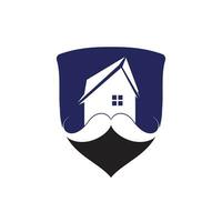 création de logo vectoriel maison moustache. concept de conception de logo de maison forte.
