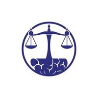 création de logo vectoriel de droit du cerveau. concept de logo de cabinet d'avocats intelligent.