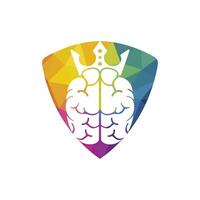 création de logo vectoriel roi intelligent. cerveau humain avec conception d'icône de couronne.