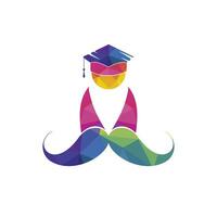 fort éducation logo conception modèle. étudiant avec moustache icône logo conception. vecteur