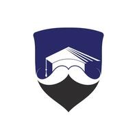 modèle de conception de logo d'éducation solide. graduation de chapeau avec la conception d'icône de moustache. vecteur