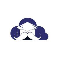 fort éducation logo conception modèle. chapeau l'obtention du diplôme avec moustache et nuage icône conception. vecteur