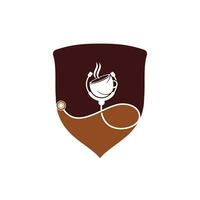 création de logo vectoriel café sain. stéthoscope de médecins avec création de logo de tasse à café.
