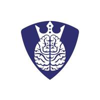 création de logo vectoriel roi intelligent. cerveau humain avec conception d'icône de couronne.