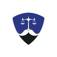 concept de conception de logo vectoriel droit fort. conception de vecteur d'icône d'échelle et de moustache.