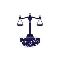 création de logo vectoriel de droit du cerveau. concept de logo de cabinet d'avocats intelligent.