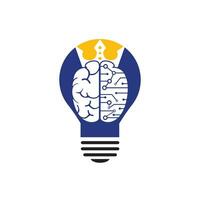 création de logo vectoriel roi intelligent. cerveau humain avec conception d'icône de couronne.