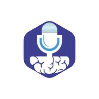 création de logo de podcast cérébral. illustration vectorielle de modèle de logo d'entreprise de divertissement diffusé. vecteur