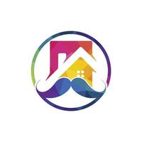 création de logo vectoriel maison moustache. concept de conception de logo de maison forte.
