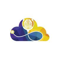 modèle de logo vectoriel de soins du cerveau. stéthoscope et création de logo d'icône de cerveau humain.