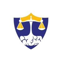 création de logo vectoriel de droit du cerveau. concept de logo de cabinet d'avocats intelligent.