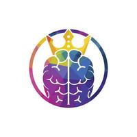 création de logo vectoriel roi intelligent. cerveau humain avec conception d'icône de couronne.