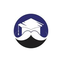 modèle de conception de logo d'éducation solide. graduation de chapeau avec la conception d'icône de moustache. vecteur