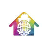 concept de conception de logo vectoriel chef intelligent. icône de cerveau et de chapeau de chef.