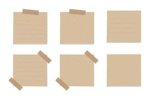 carré ancien marron papier illustration collection. recyclé note Remarque papier avec adhésif enregistrer. vecteur