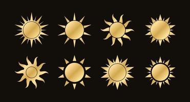 d'or boho céleste Soleil icône logo ensemble. Facile moderne abstrait conception pour modèles, impressions, la toile, social médias des postes vecteur