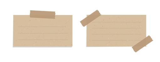 esthétique ancien marron papier Remarque ensemble. recyclé note papier avec adhésif ruban vecteur illustration.