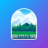 Parc national de Denali Mont Mc Kinley Illustration de tourisme vecteur