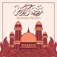 illustration dessinée à la main de la célébration de la fête du ramadan kareem iftar. mois sacré islamique 1442 h. vecteur