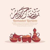 illustration dessinée à la main de la célébration de la fête du ramadan kareem iftar. mois sacré islamique 1442 h. vecteur