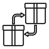 parcelle échange icône contour vecteur. boîte revenir vecteur