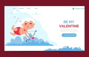 page de destination ange amour cupidon saint valentin. mignon garçon ou fille cupidon. ange volant vecteur