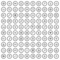 Ensemble de 100 icônes de logiciel, style de contour vecteur