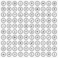 100 pimenter Icônes ensemble, contour style vecteur