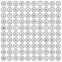 100 icônes d'aide définies, style de contour vecteur