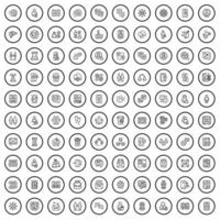 Ensemble de 100 icônes internet, style de contour vecteur