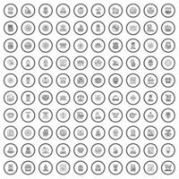 Ensemble de 100 icônes de logo, style de contour vecteur
