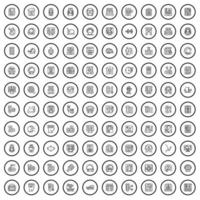 Ensemble de 100 icônes de diagnostic, style de contour vecteur