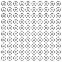 Ensemble de 100 icônes d'économie, style de contour vecteur