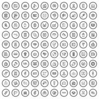 Ensemble de 100 icônes électorales, style de contour vecteur